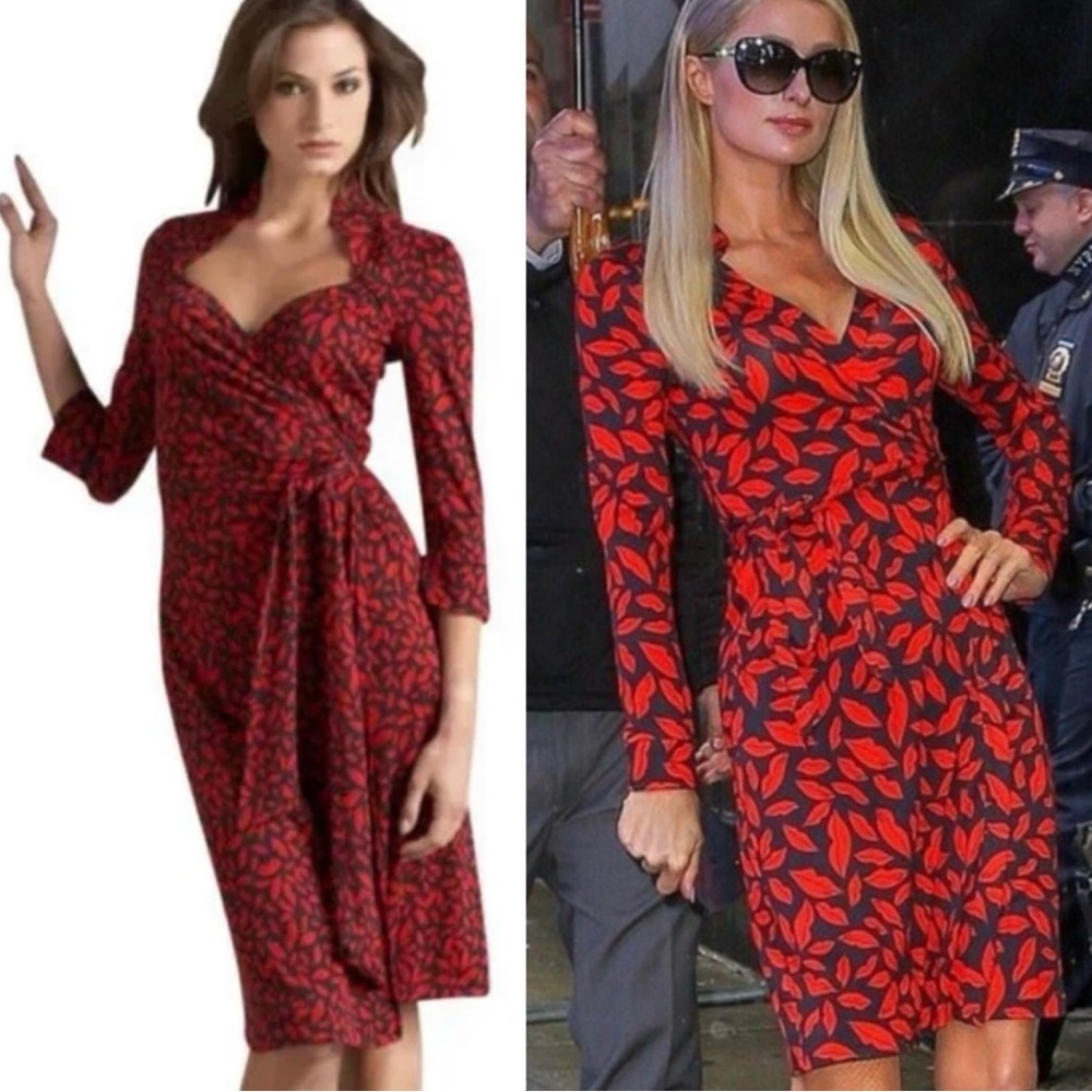 Diane Von Furstenberg Gildred Wrap Dress Lip Print Size 4 
Midnight Kiss